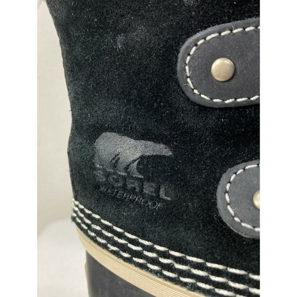 Sorel Joan of Artic Winter Black Waterproof Boots Suede Fur Snow Shoe US 6 EU 37 - Picture 9 of 12